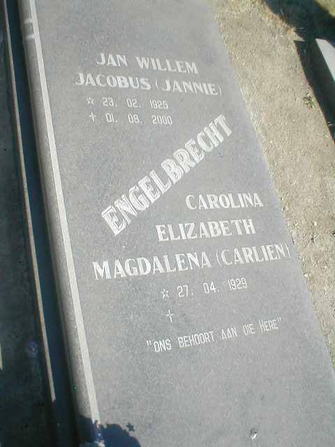ENGELBRECHT Jan Willem Jacobus 1925-2000 & Carolina Elizabeth Magdalena 1929-