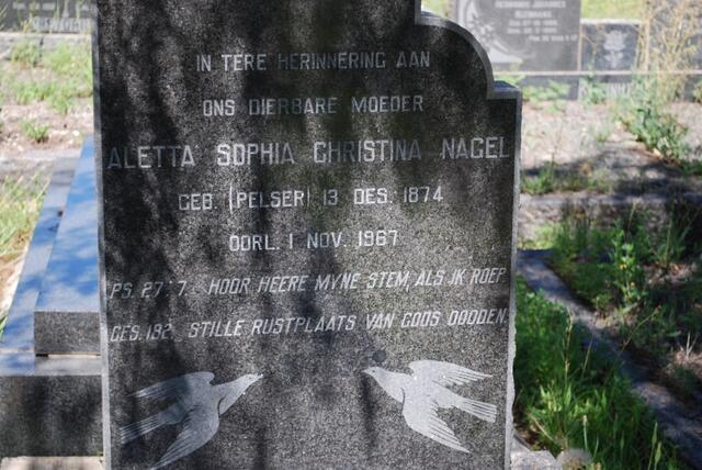 NAGEL Aletta Sophia Christina nee PELSER 1874-1967