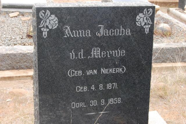 MERWE Anna Jacoba, van der nee VAN NIEKERK 1871-1958