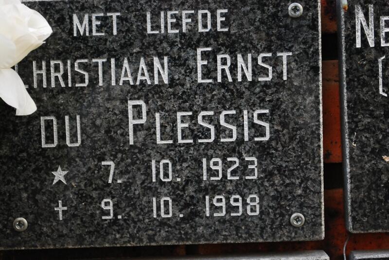 PLESSIS Christiaan Ernst, du 1923-1998