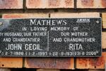 MATHEWS John Cecil 1926-1997 & Rita 1931-2008