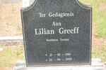 GREEFF Lilian nee VORSTER 1914-2000