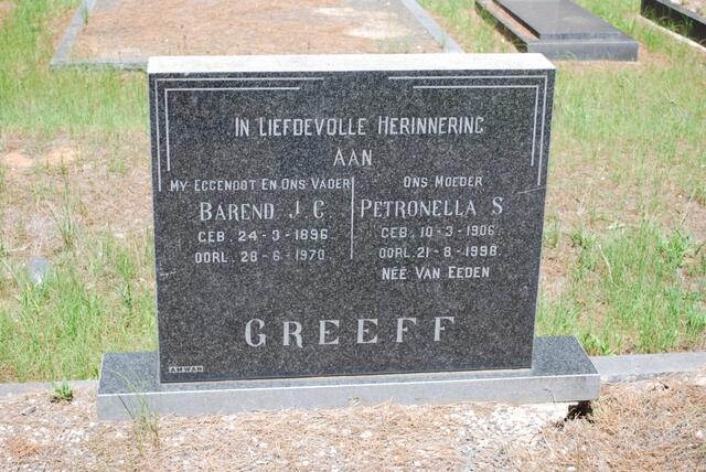 GREEFF Barend J. C. 1896-1970 & Petronella S. nee VAN EEDEN 1906-1998