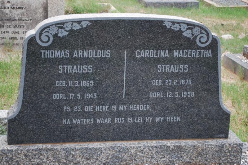 STRAUSS Thomas Arnoldus 1869-1943 & Carolina Mageretha 1870-1958