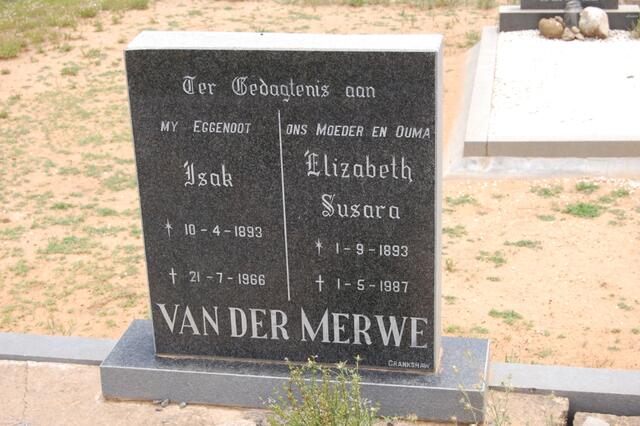 MERWE  Isak, van der 1893-1966 & Elizabeth Susara 1893-1987