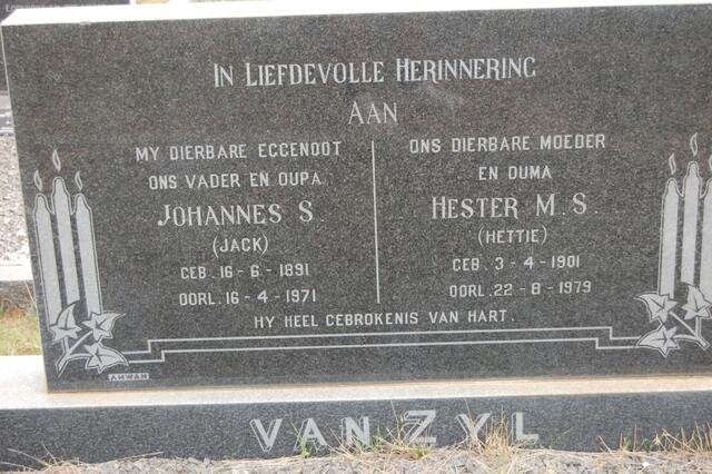 ZYL Johannes S., van 1891-1971 & Hester M.S. 1901-1979