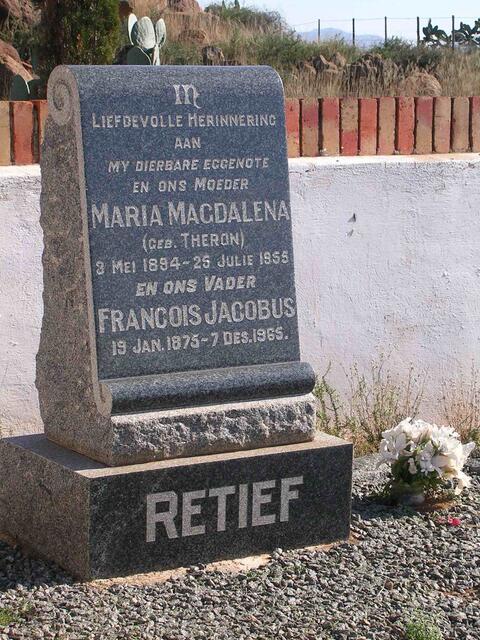 RETIEF Francois Jacobus 1875-1965 & Maria Magdalena THERON 1894-1955