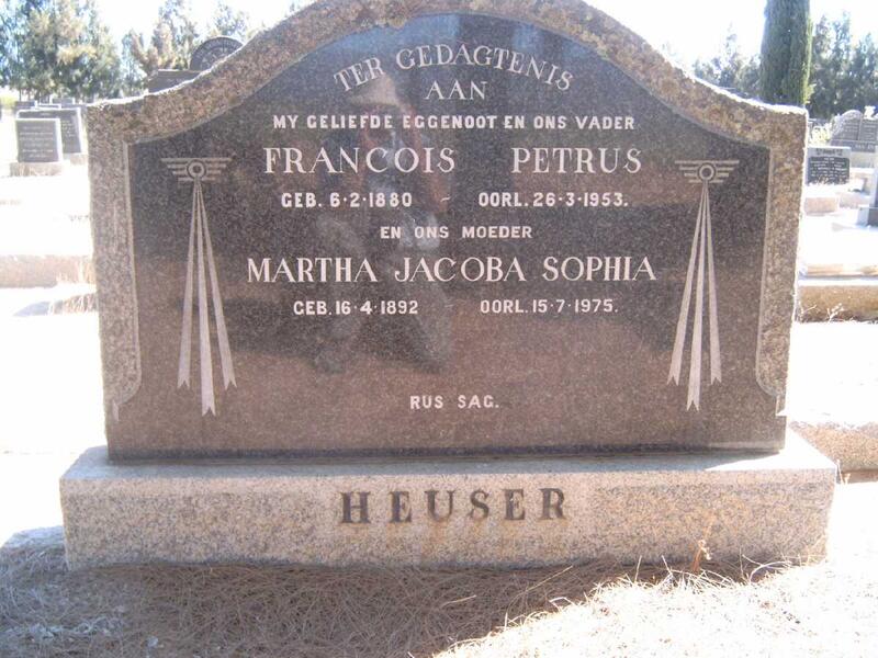 HEUSER Francois Petrus 1880-1953 & Martha Jacoba Sophia 1892-1975