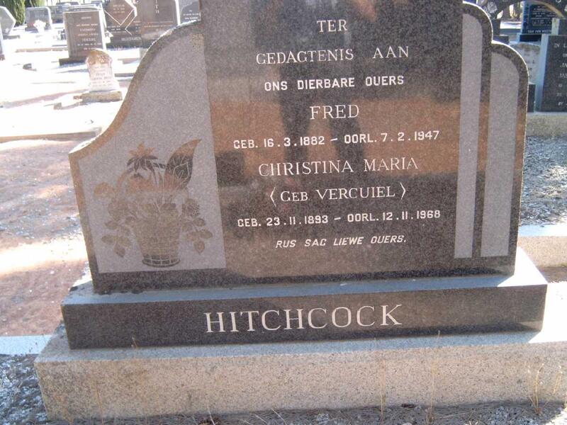 HITCHCOCK Fred 1882-1947 & Christina Maria VERCUIEL 1893-1968