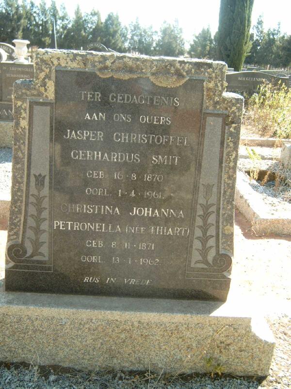 SMIT Jasper Christoffel Gerhardus 1870-1961 & Christina Johanna Petronella THIART 1871-1962