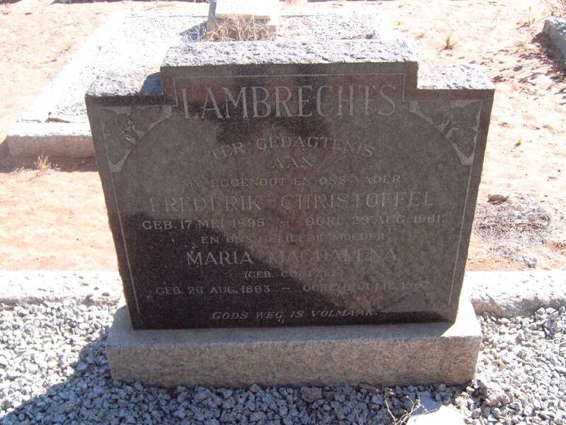 LAMBRECHTS Frederik Christoffel 1895-1961 & Maria Magdalena COETZEE 1893-19?7