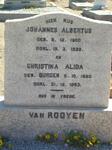 ROOYEN Johannes Albertus, van 1860-1929 & Christina Alida BURGER 1880-1963
