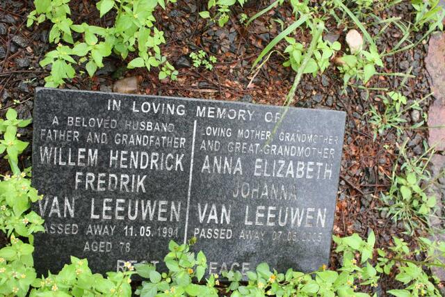 LEEUWEN Willem Hendrick Fredrik, van -1991 & Anna Elizabeth Johanna  -2005