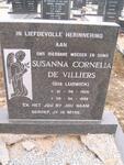 VILLIERS Susanna Cornelia, de nee LUDWICK 1926-1998