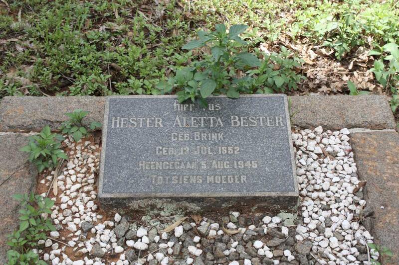 BESTER Hester Aletta nee BRINK 1852-1945