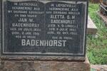 BADENHORST Jan W. 1865-1941 & Aletta S.M. V.D. LINDEN 1869-1952