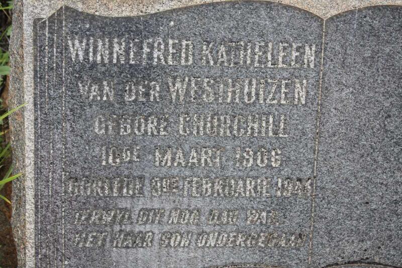 WESTHUIZEN Winnefred Kathleen, van der nee CHURCHILL 1906-194? 