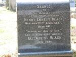 BLACK Henry Ernest -1937 & Elizabeth 1891-1974
