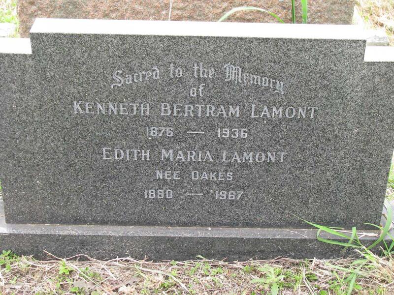 LAMONT Kenneth Bertram 1876-1936 & Edith Maria OAKES 1880-1967