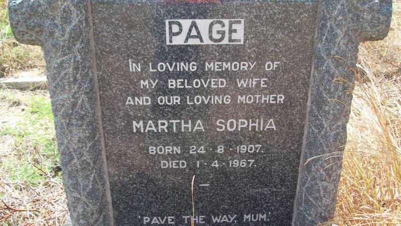 PAGE Martha Sophia 1907-1967