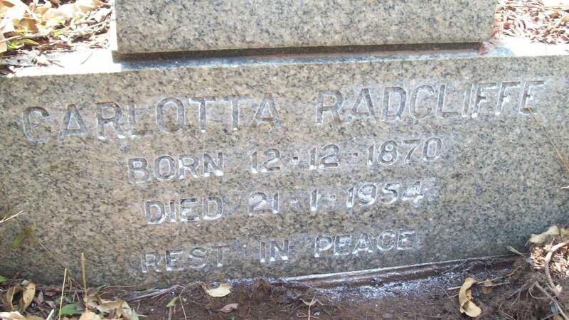 RADCLIFFE Carlotta 1870-1954