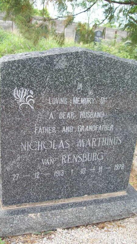 RENSBURG Nicholas Marthinus, van 1913-1978