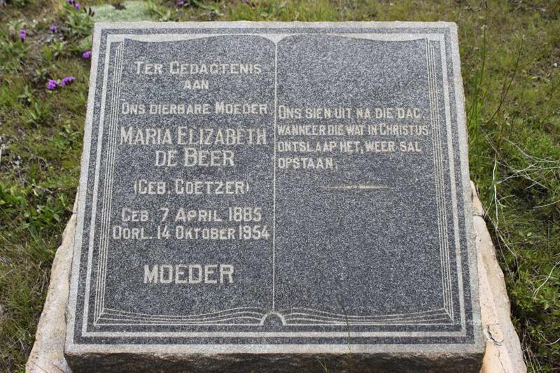 BEER Maria Elizabeth, de geb COETZER 1885-1954