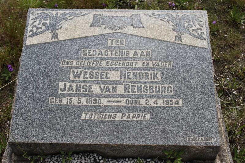 RENSBURG Wessel Hendrik, Janse van 1890-1954