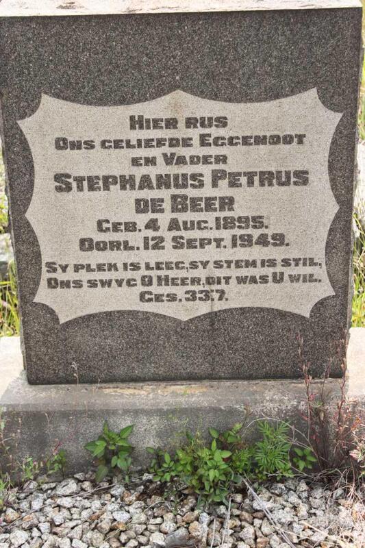 BEER Stephanus Petrus, de 1895-1949