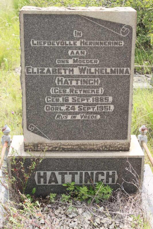HATTINGH Elizabeth Wilhelmina geb REYNEKE 1885-1951