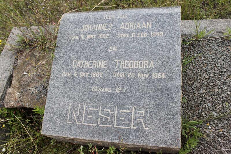NESER Johannes Adriaan 1862-1949 & Catherine Theodora 1866-1954