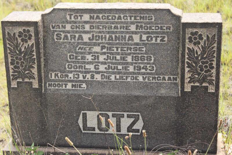 LOTZ Sara Johanna nee PIETERSE 1868-1943