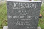 JORDAAN Margaretha Dorothea nee J.V. RENSBURG 1875-1955