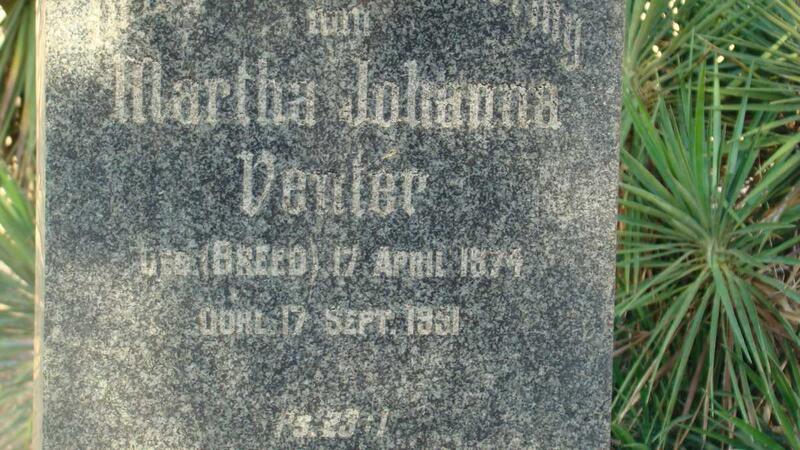 VENTER Martha Johanna nee BREED 1874-1951
