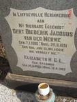 MERWE Gert Diederik Jacobus, van der 1900-1951 & Elizabeth H.C.L. ERASMUS 1905-1982
