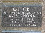 QUICK Avis Rhona 1915-1997