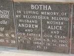 BOTHA Andrew 1916-1984 & Alice 1920-1985