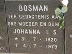 BOSMAN Johanna I.S. 1920-1979