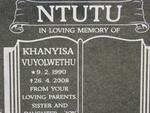 NTUTU Khanyisa Vuyolwethu 1990-2008