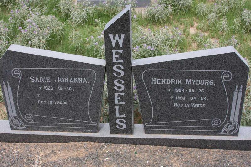 WESSELS Hendrik Myburg 1904-1993 & Sarie Johanna 1926-