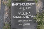 BARTHOLOMEW Paulina Margaretha 1911-2007