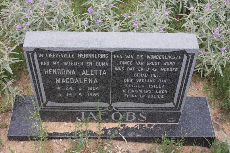 JACOBS Hendrina Aletta Magdalena 1904-1985