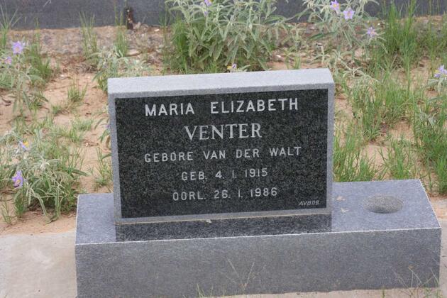 VENTER Maria Elizabeth nee VAN DER WALT 1915-1986