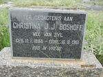 BOSHOFF Christina J.J. nee VAN ZYL 1884-1961
