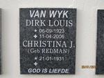 WYK Dirk Louis, van 1923-2006 & Christina J. REDMAN 1931-