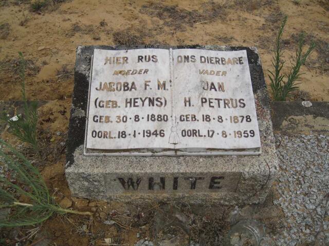 WHITE Jan H.Petrus 1878-1959 & Jacoba F.M. HEYNS 1880-1946