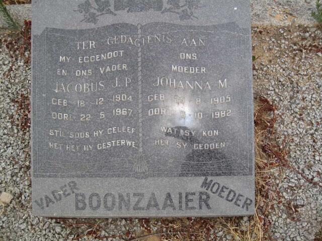 BOONZAAIER Jacobus J.P. 1904-1967 & Johanna M. 1905-1982