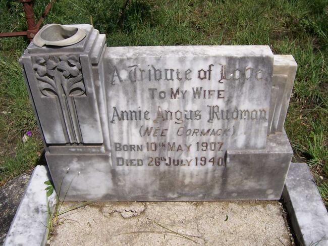 RUDMAN Annie Angus nee CORMACK 1907-1940