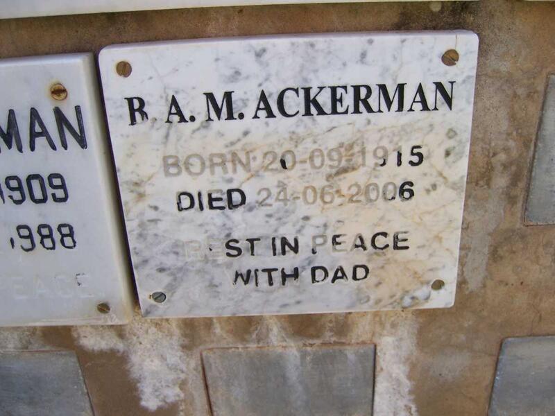 ACKERMAN B.A.M. 1915-2006