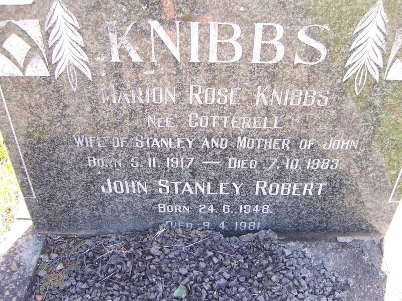 KNIBBS Marion Rose nee COTTERELL 1917-1983 :: KNIBBS John Stanley Robert 1948-1981